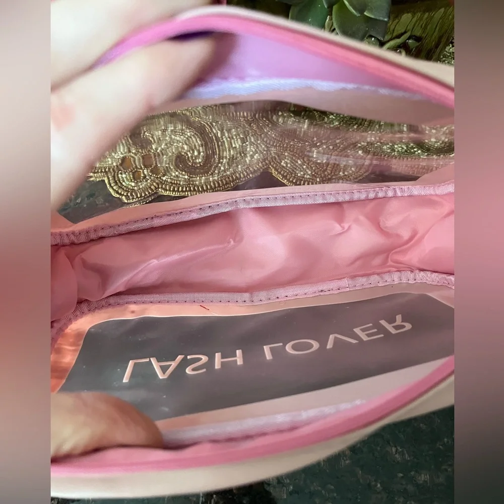 Lash Lover Clear And Pink Travel/Makeup Bag